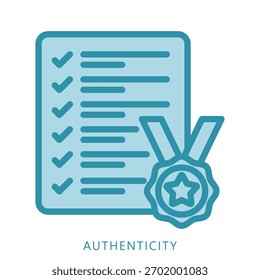 Icono de la ilustración de la mini autenticidad. Uso Para El Concepto Moderno, Impresión, Ui, Ux Kit, Web Y Desarrollo De App. Vector Relacionado Con Finanzas De Negocios, Administración Y Más