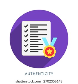Icono de la ilustración de la mini autenticidad. Uso Para El Concepto Moderno, Impresión, Ui, Ux Kit, Web Y Desarrollo De App. Vector Relacionado Con Finanzas De Negocios, Administración Y Más