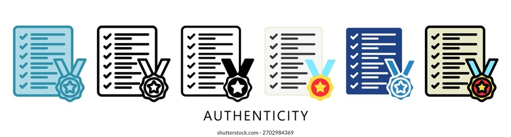 Icono de la ilustración de la mini autenticidad. Uso Para El Concepto Moderno, Impresión, Ui, Ux Kit, Web Y Desarrollo De App. Vector Relacionado Con Finanzas De Negocios, Administración Y Más