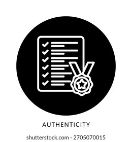 Icono de la ilustración de la mini autenticidad. Uso Para El Concepto Moderno, Impresión, Ui, Ux Kit, Web Y Desarrollo De App. Vector Relacionado Con Finanzas De Negocios, Administración Y Más