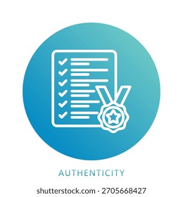 Symbol für die Mini-Illustration der Authentizität. Für moderne Konzeption, Print, UI, UX-Kit, Web- und App-Entwicklung. Vektor in Bezug auf Business Finance, Management und mehr