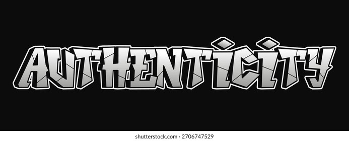 Palabra de autenticidad en tipografía de estilo graffiti