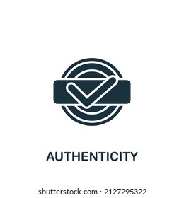 Icono de autenticidad. Icono monocromo simple para plantillas, diseño web e infografías