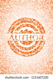 Author abstract orange mosaic emblem