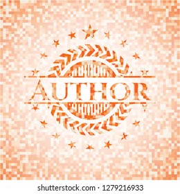 Author abstract orange mosaic emblem