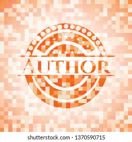 Author abstract orange mosaic emblem