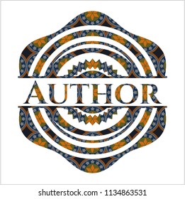 Author arabic style badge. Arabesque decoration.