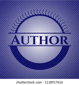 Author badge with denim texture