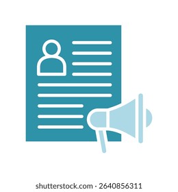 Author Bio dual tone blue color, mini illustration icon. use for modern concept, print, UI, UX kit, web and app development. Vector related to product offering, marketing, business.