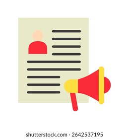 Author Bio flat color, mini illustration icon. use for modern concept, print, UI, UX kit, web and app development. Vector related to product offering, marketing, business.