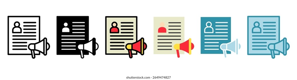 Autor Bio multi estilo, mini ilustração ícone conjunto. Vetor para conceito moderno, impressão, UI, kit UX, web e desenvolvimento de aplicativos. Relacionado à oferta de produtos, marketing, negócios.