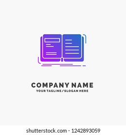 Author, book, open, story, storytelling Purple Business Logo Template. Place for Tagline.
