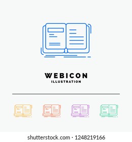 Author, book, open, story, storytelling 5 Color Line Web Icon Template isolated on white. Vector illustration