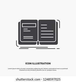 Author, book, open, story, storytelling Icon. glyph vector gray symbol for UI and UX, website or mobile application