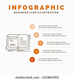 Author, book, open, story, storytelling Infographics Template for Website and Presentation. Line Gray icon with Orange infographic style vector illustration