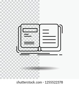Author, book, open, story, storytelling Line Icon on Transparent Background. Black Icon Vector Illustration