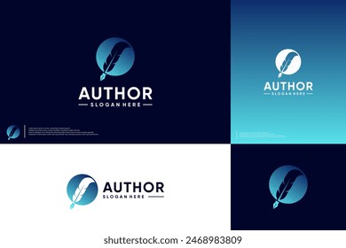 author with circular style, classic logo, signature, logo design illustration.