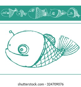 author decorative card with fish