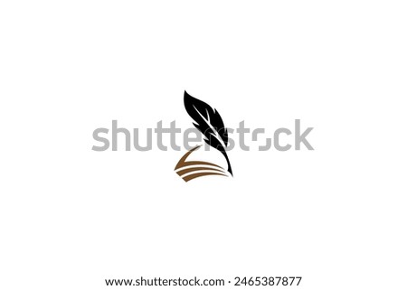 author feather logo with book combination flat vector design style
