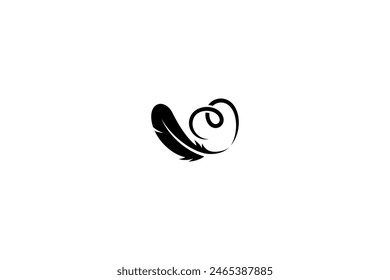 author feather logo with combination of love symbols flat vector design style