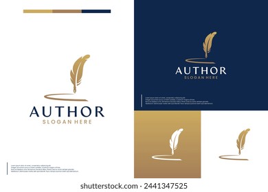 author feather logo , golden quill , logo design inspiration.