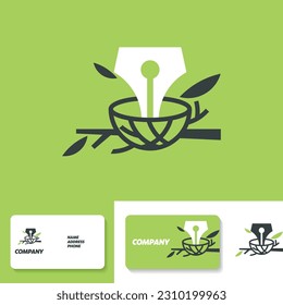 Author icon in bird's nest. Logo design template. Business card template. Vector illustration