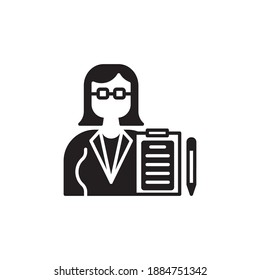 author icon glyph style. job character vector illustration. woman profession