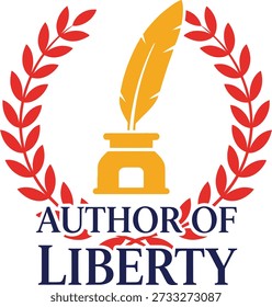Autor de la Ilustración vectorial de diseño de tipografía de plumas Liberty para la historia de la libertad patriótica y la inspiración de la escritora sobre fondo transparente.