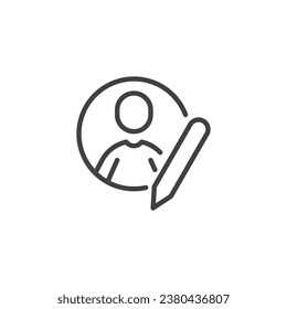 Zeilensymbol für Autoren. lineares Stilzeichen für mobiles Konzept und Webdesign. Benutzer bearbeiten Umriss-Vektorsymbol. Symbol, Logo-Abbildung. Vektorgrafik