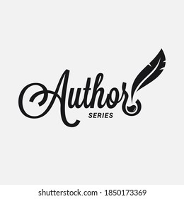 Author logo with feather and ink on white background