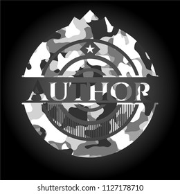 Author on grey camo texture