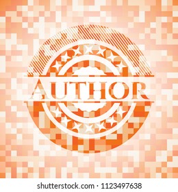 Author orange mosaic emblem with background
