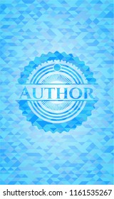 Author realistic light blue mosaic emblem