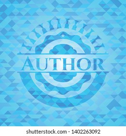 Author realistic light blue mosaic emblem