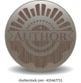 Author realistic wooden emblem