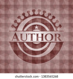 Author red seamless badge with geometric pattern background.