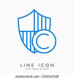 Author rights concept vector line icon. Intellectuap property protection pictogram.