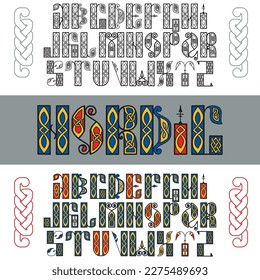 Autor ist eine stilvolle keltische Schriftart mit Mustern. Keltischer Knoten.
