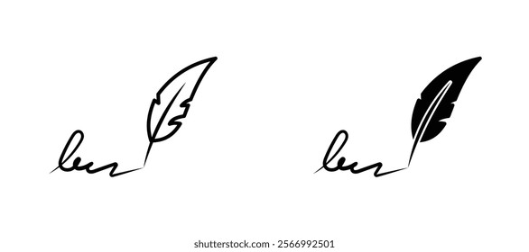 Author signs in outline and fill. vector illustration for ui.