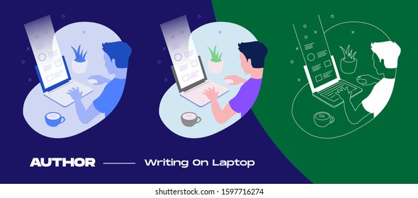 author typing laptop flat illustration