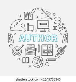 Author vector round illustration made with thin line icons