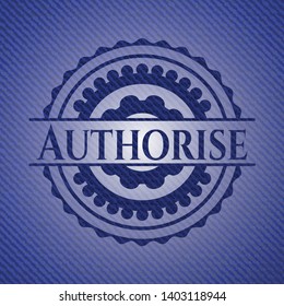 Authorise badge with denim texture. Vector Illustration. Detailed.