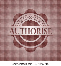 Authorise red geometric pattern emblem. Seamless.