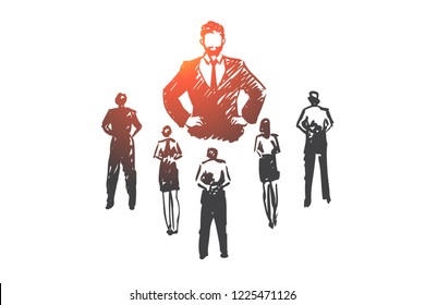独裁的なボス 仕事 独裁者 リーダー 圧力のコンセプト 手描きの厳しい上司と部下のコンセプトスケッチ 分離型ベクターイラスト のベクター画像素材 ロイヤリティフリー Shutterstock