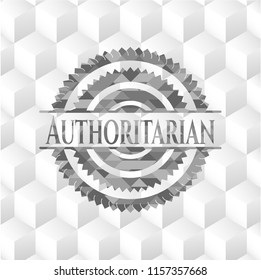Authoritarian grey emblem. Retro with geometric cube white background