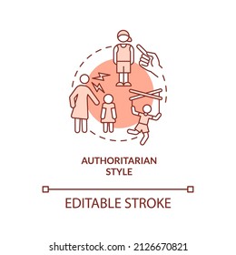 Authoritarian Style Terracotta Concept Icon. Strict Parent Abstract Idea Thin Line Illustration. Parenting Style. Isolated Outline Drawing. Editable Stroke. Arial, Myriad Pro-Bold Fonts Used