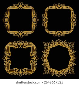 Autoritativo ouro floral bordas decorativo contorno Coleção Comandando visuais Premium