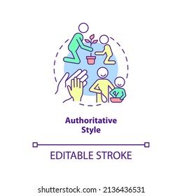 Authoritative style concept icon. Parental involvement in child wellbeing abstract idea thin line illustration. Isolated outline drawing. Editable stroke. Arial, Myriad Pro-Bold fonts used