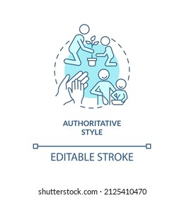 Authoritative style turquoise concept icon. Raising confident kids abstract idea thin line illustration. Isolated outline drawing. Editable stroke. Arial, Myriad Pro-Bold fonts used