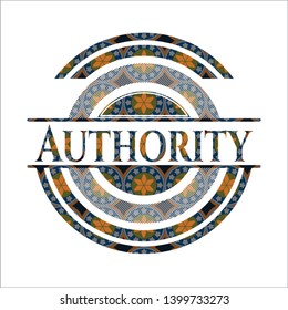 Authority arabic badge. Arabesque decoration.